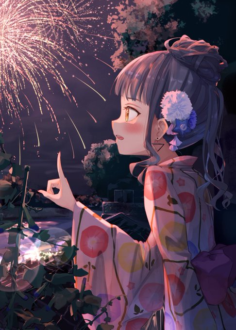 「打ち上げ花火 頭に花」のTwitter画像/イラスト(新着)