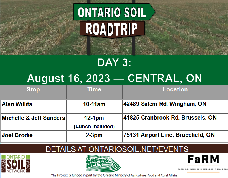 SoilNetwork's tweet photo. Ontario Soil Roadtrip Day 3 is here!!
Come out and join us for one-stop or all-stops. Coffee/water and snacks avalibale per stop.
See you on the road!
Details here:https://t.co/8HRmTWKj41
#LetsTalkSoil #OntAg https://t.co/qwVkPAoBpb