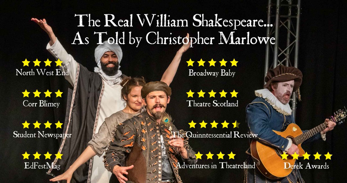 We're on at 1:50 pm at <a href="/GreensideVenue/">Greenside Venues</a> Riddle's Court. 
Who is coming?
tickets.edfringe.com/whats-on/real-…

#therealwilliamshakespeareastoldbychristophermarlowe #therealwilliamshakespeare #edfringe #FillYerBoots