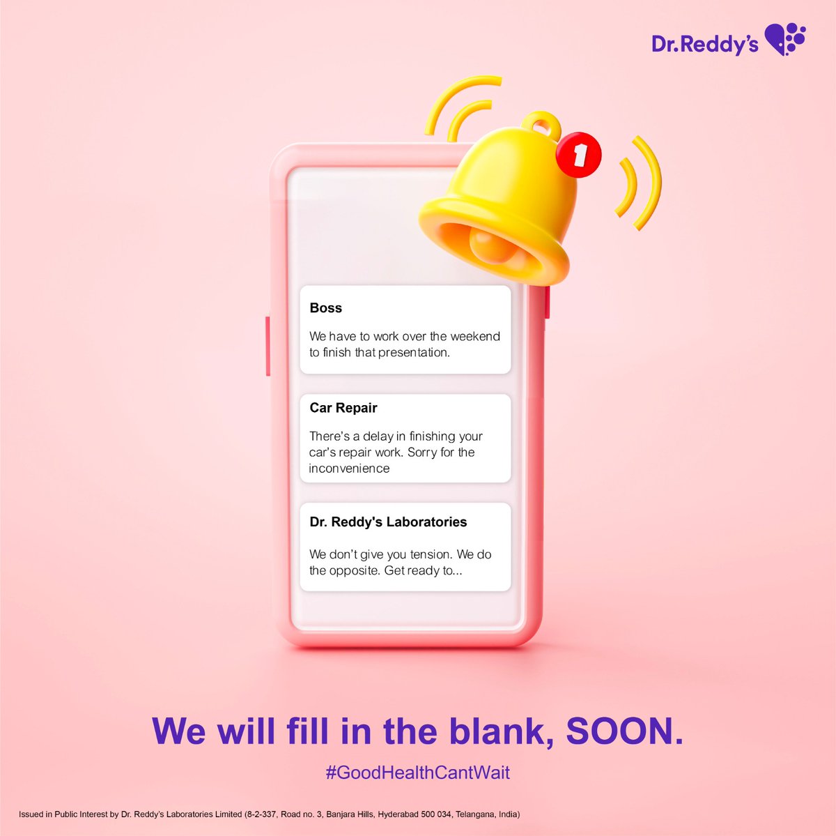 drreddys's tweet photo. #TensionMatLo! We will fill in the blank soon... Stay tuned! 🏏🔕
#TensionMatLo #GoodHealthCantWait #WeAreDrReddys https://t.co/7LKq8jIVRr