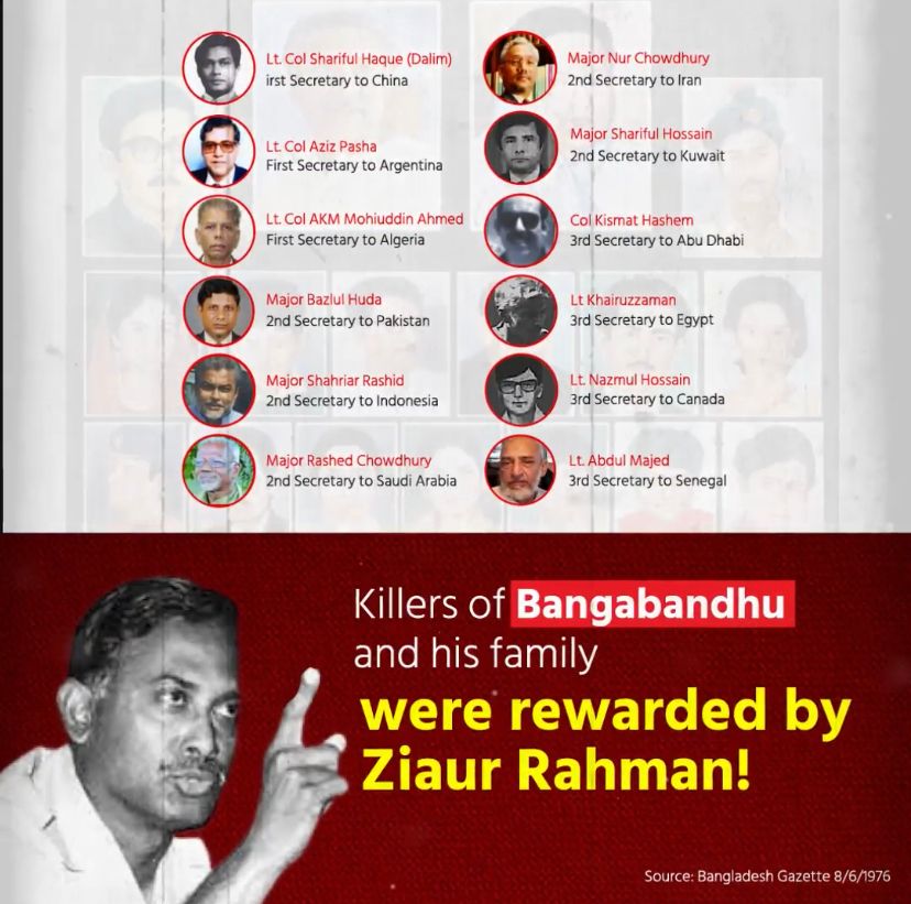ctgchatter's tweet photo. The infamous #IndemnityAct enacted by @bdbnp78 founder #ZiaurRahman ensured that none could seek justice for heinous murder of #Bangabandhu & Family. Self -confessed killers were rehabilitated in #Bangladesh embassies, enjoying perks & promotions
#15august2023 #BangabandhuKilling https://t.co/n9hUMA6Hgm