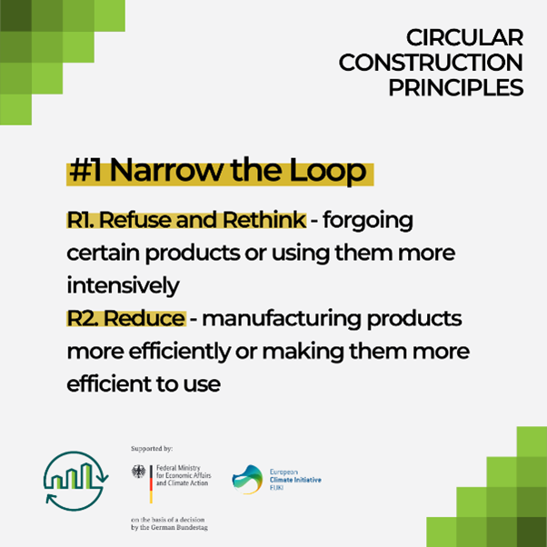 Excited to share the 1st principle of circular construction: #1 Narrow the Loop!🔁Building a sustainable future means rethinking our approach to construction - narrowing the loop in building is crucial for achieving circularity. ♻️🌍🏗️