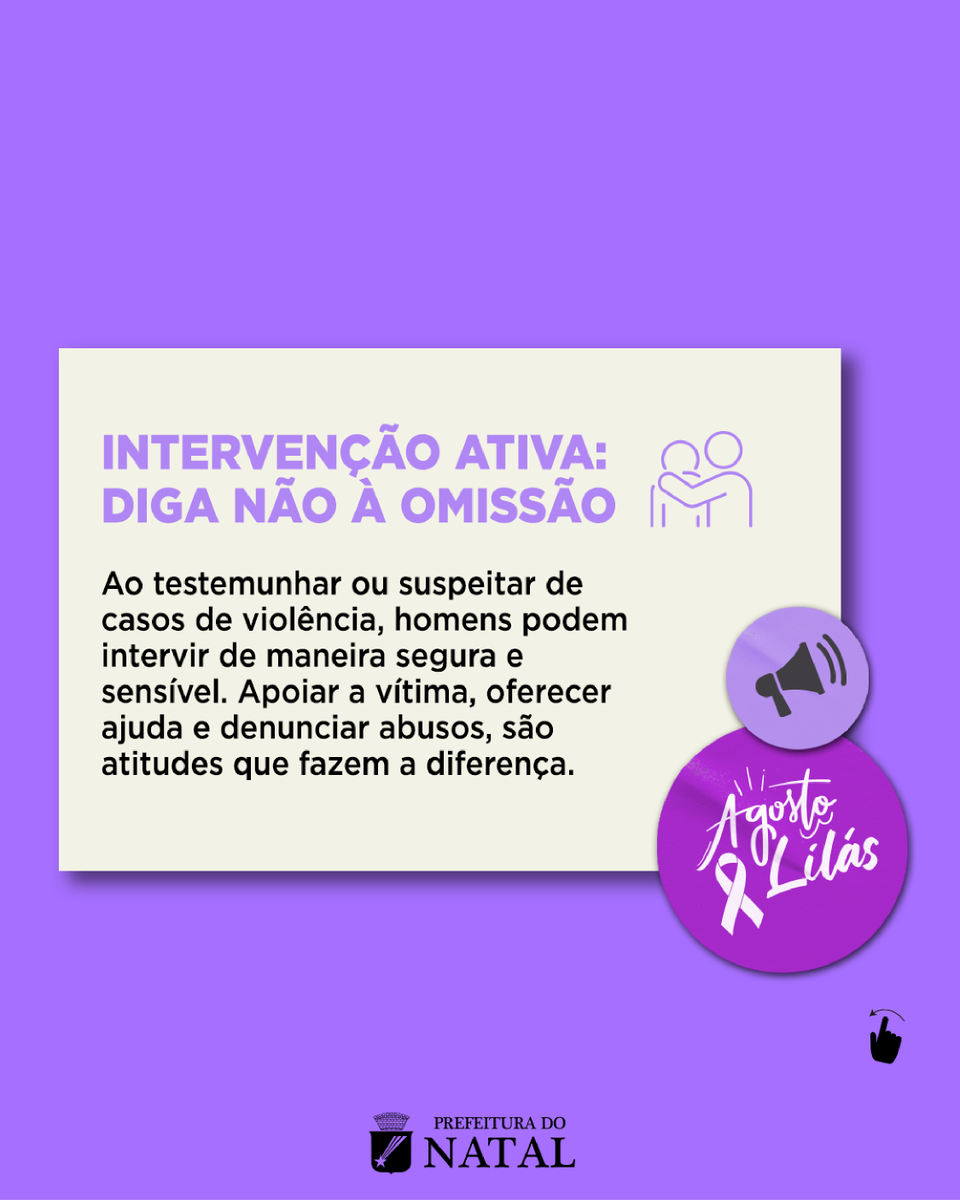 NatalPrefeitura's tweet photo. Homens, unam-se contra a violência! 👊💜 Neste #AgostoLilás, mês de proteção à mulher, lembramos que a luta pela igualdade exige a participação de todos. Seja parte da mudança, desconstrua padrões prejudiciais e denuncie abusos. Disque 0800 281 8000 e denuncie. https://t.co/GGioV6eyQZ