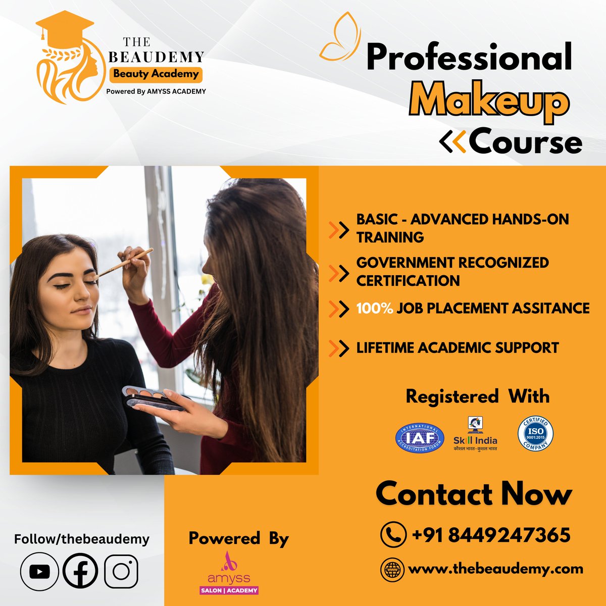 🌟 Unlock the secrets of beauty and self-care with our Makeup Course! 
🧖‍♀️💄 Join now to learn the latest techniques in skincare, makeup, haircare, and more!
#BeauDemyAcademy #BeautyEducation #Hyderabad #bestbeautyacademy #MakeupCourse #BeautySchool  #MakeupArtist #BeautyPassion
