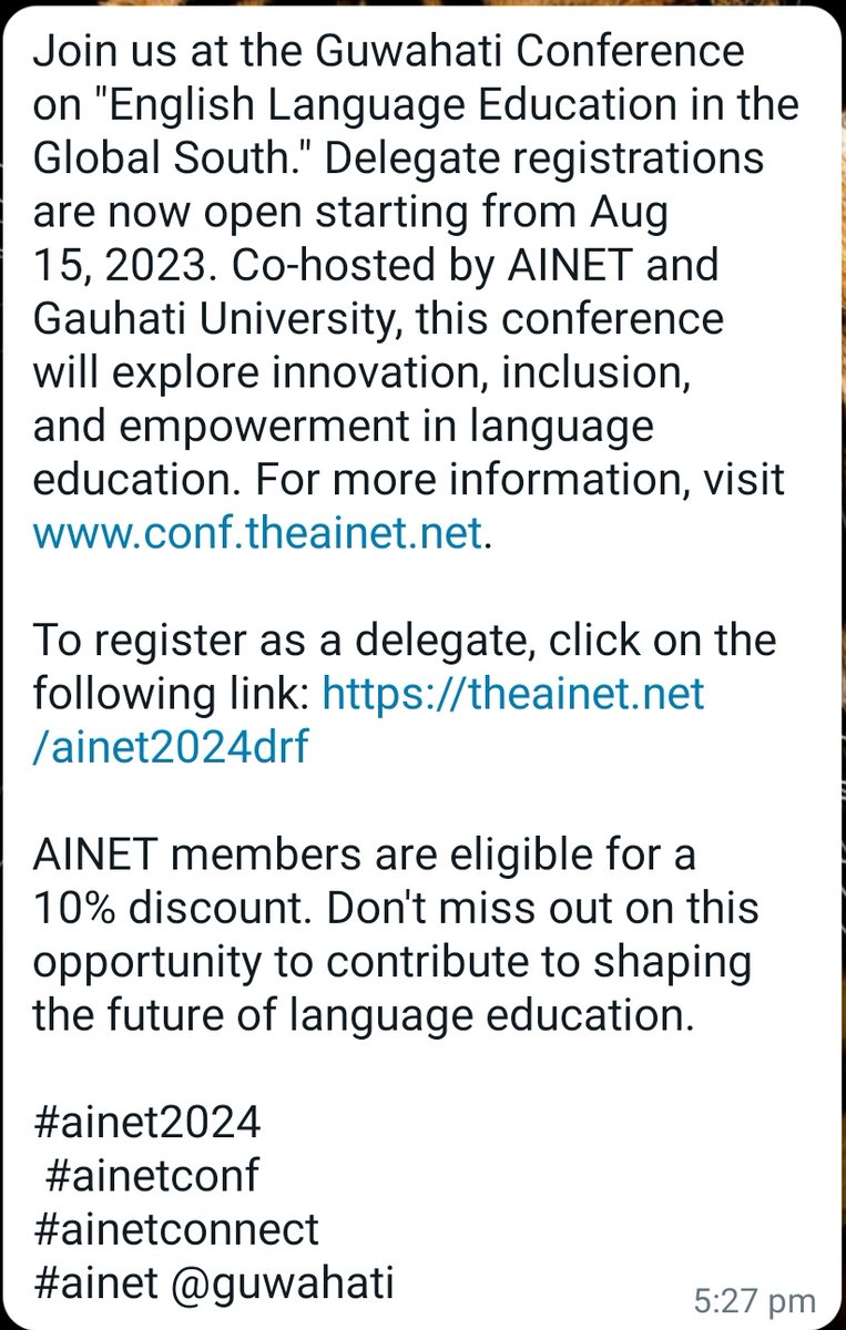 For more information, visit conf.theainet.net.
To register as a delegate, click on the following link: theainet.net/ainet2024drf

#ainet2024
 #ainetconf 
#ainetconnect 
#ainet <a href="/guwahati/">Guwahati</a>