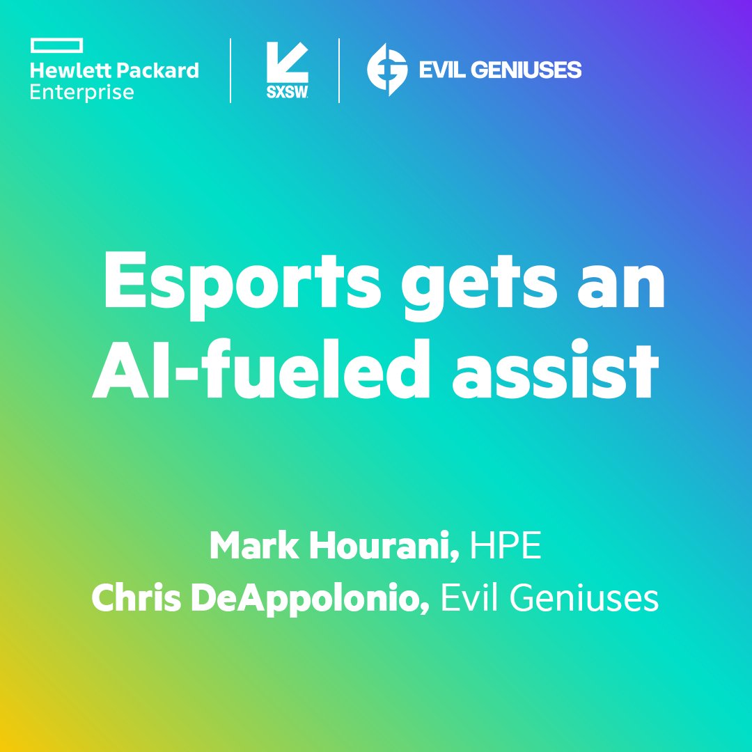'Vote to join #HPE and Evil Geniuses at #SXSW to learn how they are using cutting-edge AI to change the esports industry' hpe.to/6015Pcv4P