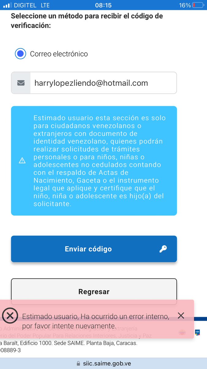 Harrylopezlien1's tweet photo. @VenezuelaSaime  Me ayudan. Quiero sacar mi Cédula y su Sistema dice que mi Cédula no Existe y en las Oficinas de La Guaira dicen que debo esperar (30) días. https://t.co/7wiZmnei3E