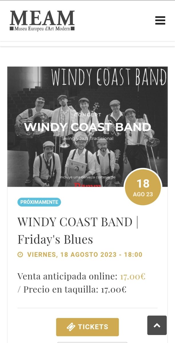 Si el divendres no sabeu que fer, ahí va un planasso. A les 18.00 al #MEAM de #Barcelona concertasso de jazz/dixie/ swing antic dels Windy Coast Band. Per 17 euros entrada al concert, entrada al museu i una consumició.  #dixie #jazzmusic #swing #concert #Barcelona #MEAM