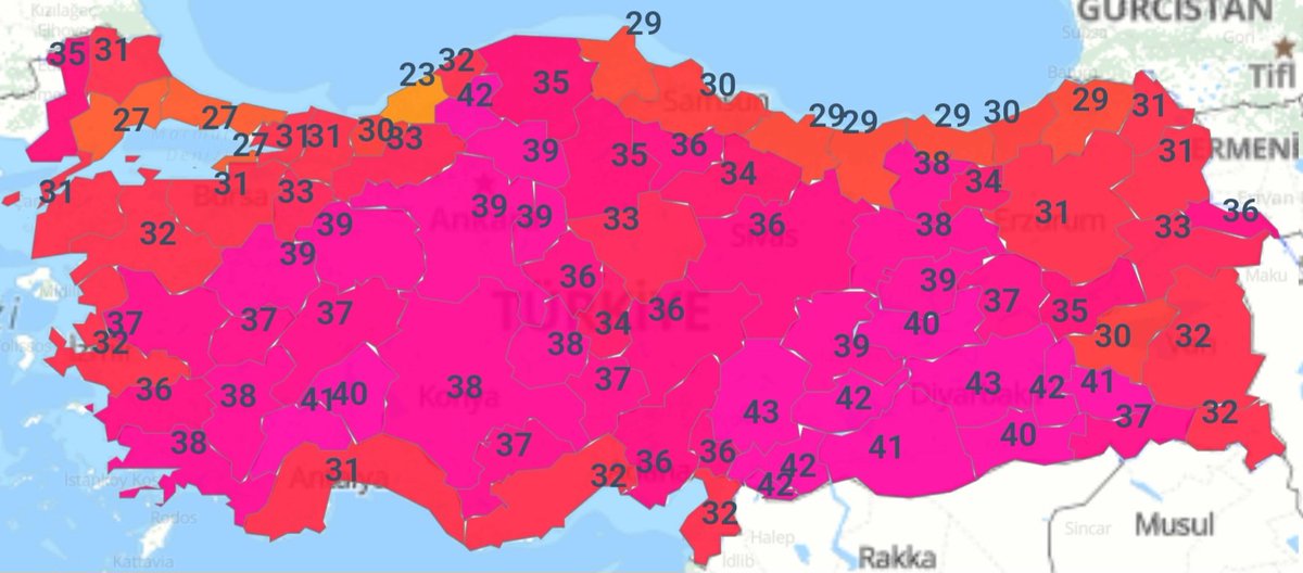 HavaForum's tweet photo. Türkiye Arabistan sıcaklarıyla mücadele halinde... Haritaya bakın, Zonguldak merkez ise bambaşka modda takılıyor. Sıcaklık 23 derecelerde... https://t.co/hNRAHfHtWj