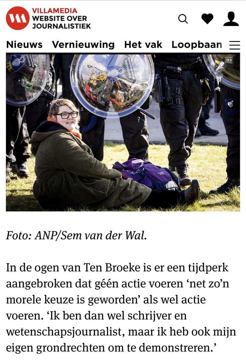 Klimaatactivist zijn bij Extinction Rebellen en werken in de journalistiek: gaat dat samen?

Natuurlijk wel, zei ik tegen de Villamedia. Geen actie voeren is net zozeer een morele keus geworden als wel actievoeren, en journalisten hebben ook grondrechten.

villamedia.nl/artikel/Extinc…