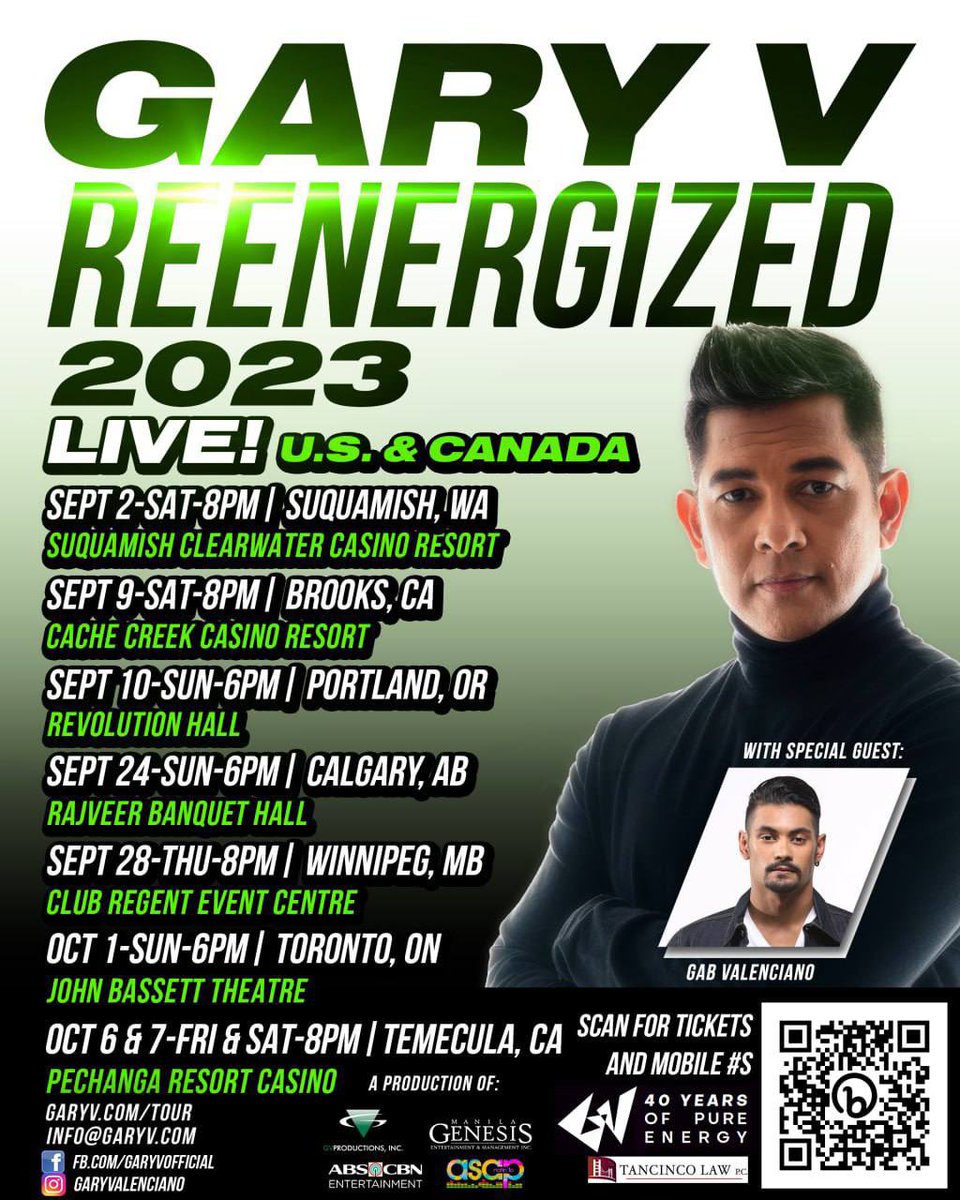 In about 12 days we fly abroad to start the 2023 #GaryVREENERGIZED tour that’s taking us to the USA and Canada, together with my son <a href="/gabvalenciano/">Gabriel Valenciano</a>. I want to thank all those who’ve already gotten their tickets. I’ll see you soon friends!!! Need Tickets? 👉🏽