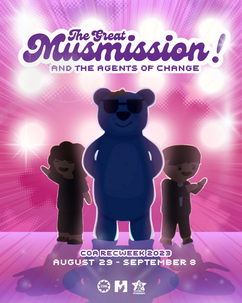 Musmos_Ateneo's tweet photo. 🔈 Calling all agents of change! 🕵️‍♂️

Become part of the GREAT MusMISSION as we usher children to dream beyond boundaries, embracing aspirations that know no limits! ✨

Your mission awaits this COA RecWeek 2023: Dreamlane, Aug. 29 - Sept. 08 #COASectorBasedCluster
#COARecWeek2023 https://t.co/BsWxhtazOG