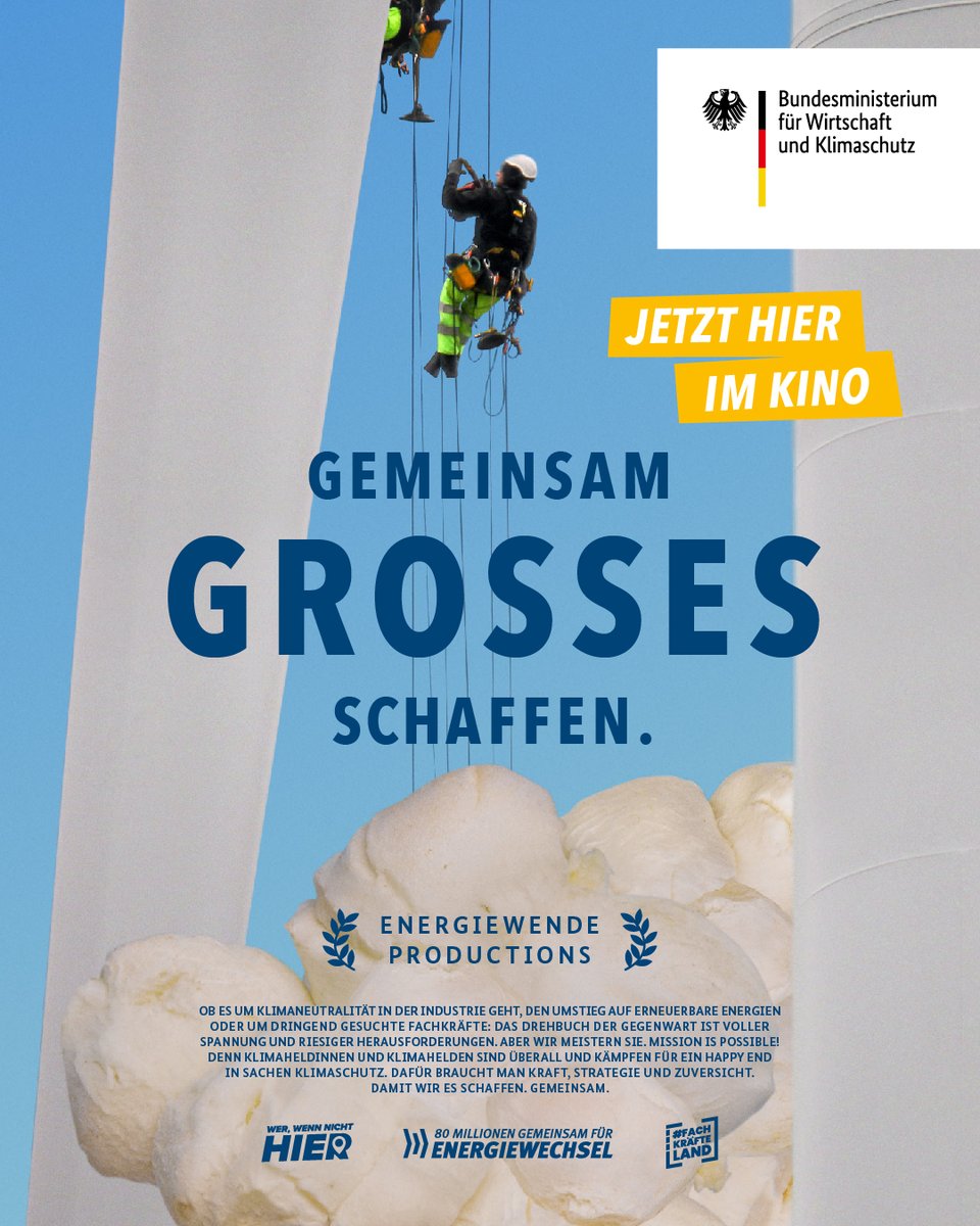 Das Drehbuch der Gegenwart ist voller Spannung: Unser Pop-up Kino beim Tag der offenen Tür am 19. & 20. August zeigt spannende Geschichten der #Wirtschaft🎬. PS: Für Popcorn ist ebenfalls gesorgt 🍿🎞️.  #Energiewechsel #Fachkräftesicherung #tdot23  ➡️bmwk.de/Redaktion/DE/V…