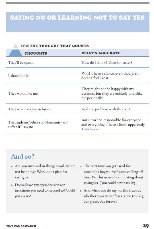 ithinkwellHugh's tweet photo. Worries about saying No: 
They'll be upset.
I should be doing it. 
They won't like me.
They won't ask me in future.
Other people will suffer if I say No.
From: Time for Research https://t.co/9UMoxW6XYr  
#PhDchat #ECRchat #postdoc #PhDForum https://t.co/bdrTPGKzvv