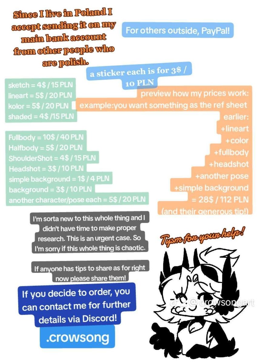 CrowSongArt's tweet photo. [Opening COMMISSIONS! (URGENT)]
Hello people, I'm opening commissions for a good while, so If you're interested go ahead and contact me!! -C

#commissionsopen #commissions #art https://t.co/NEoRz8A1Pu