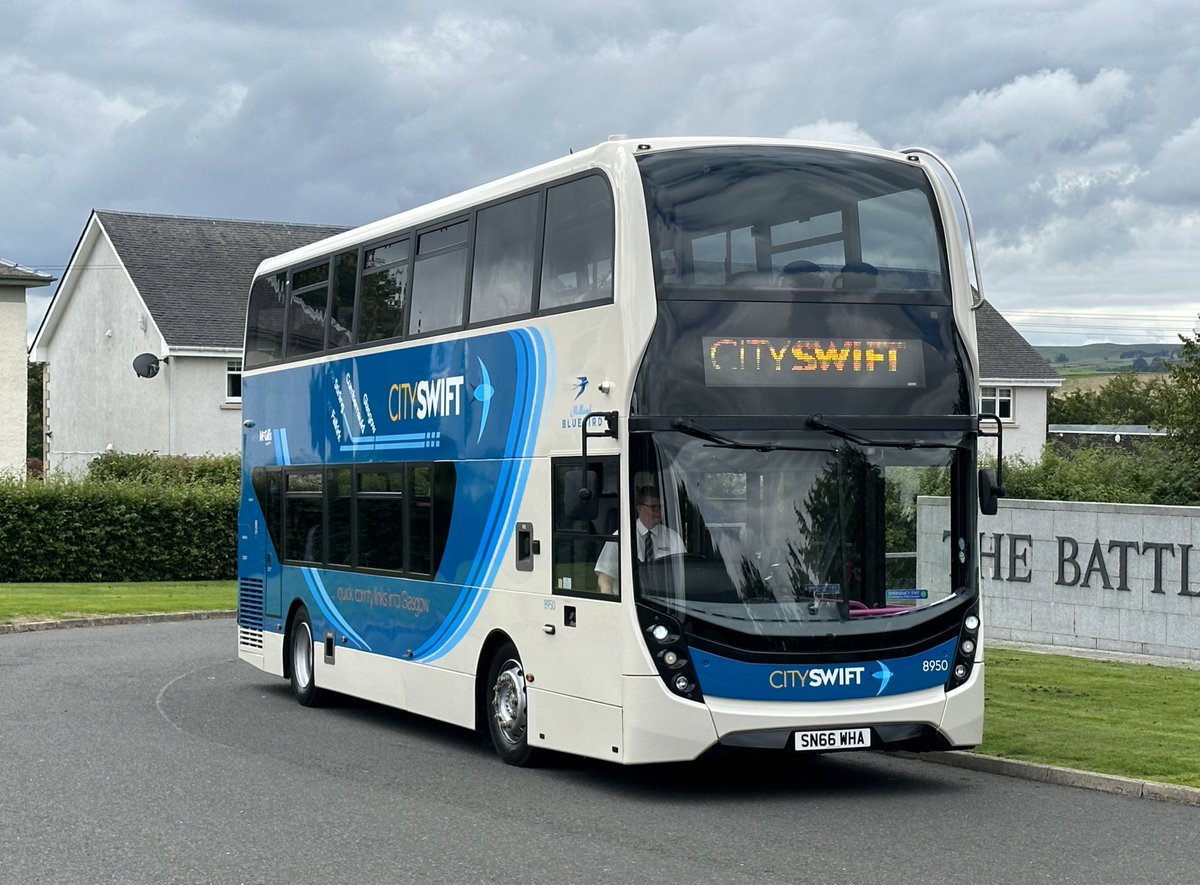 alexhornbyrail's tweet photo. #CitySwift has landed - and coming to a bus stop near you this Friday. 

Investment in heavily refurbished buses with tables and USB A/C charging points - and a bright new identity - for our quick, comfy link to Glasgow from Falkirk and Stirling.  

By @midbluebird https://t.co/LWjpCS5wVC