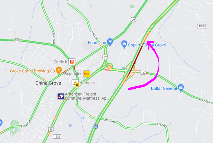 Clt_TrafficGuy's tweet photo. 💢TraffiCast™
I-85 NB near #ChinaGrove,
the TWO LEFT lanes are blocked by a crash near exit 68.
#CltTraffic #RowanCo #Clt #NC #SC https://t.co/wohAHGEB5Z