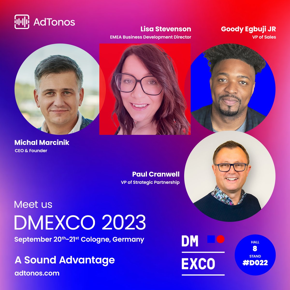 adtonoscom's tweet photo. #digitaladvertisingMeet our team at #dmexco2023. Explore innovative #audioad tools and reach new audiences in #podcasts,@mobilegaming, #radio and@musicstreamsor on smart speakers.  

Book a meeting here 👇 
https://t.co/7YaNeygOIc https://t.co/dVkji6qTBj