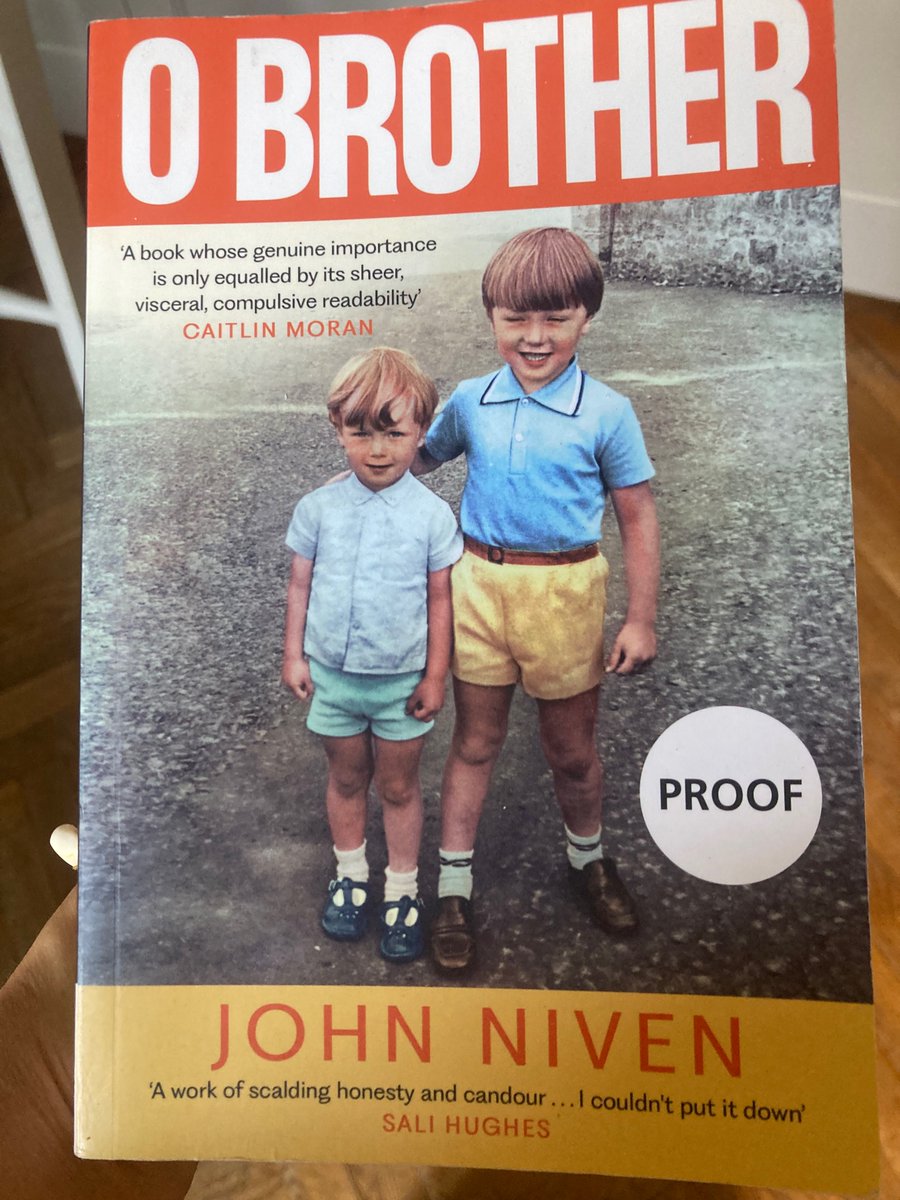 This stunning memoir by John Niven (<a href="/estellecostanza/">t</a>) comes out next week and I honestly can’t say how much it has affected me - an absolute page-turning, gut-punching book about two brothers. Gary Niven took his own life; John wrote this.