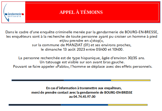 Gendarmerie_001's tweet photo. La gendarmerie de l'Ain lance un appel à témoins
⬇️ https://t.co/NsvXN3yFfr