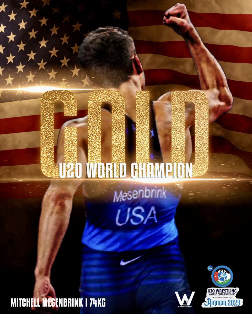 🇺🇸🥇@mitchell_mesenbrink is the 74kg U20 Freestyle World Champion!  He left no doubt the last two days with 5️⃣ tech falls including 16-5 in the finals vs Iran.
Photo: @richard_immel