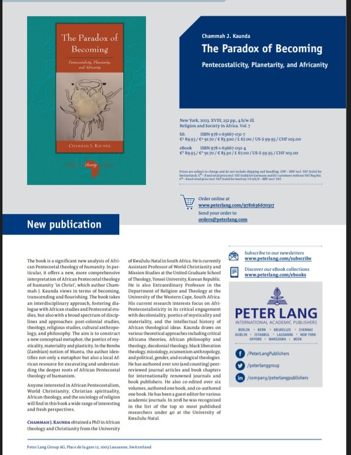 Becoming, Transcending, and Flourishing are powerful themes in shaping  decolonial studies of African Christianity. Looking forward to reading this. Congratulations <a href="/pastorchammah/">Prof Chammah J Kaunda</a>
