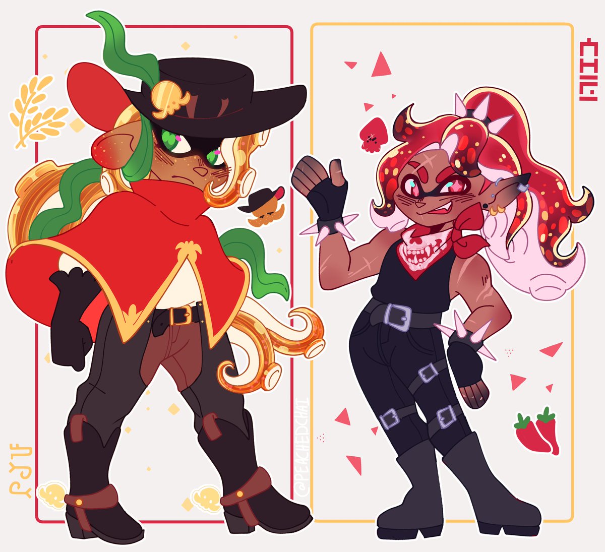 Chaimyera's tweet photo. [Splatoon] If you know who these two are you may be entitled to seniors discount https://t.co/BIexOk5Hux