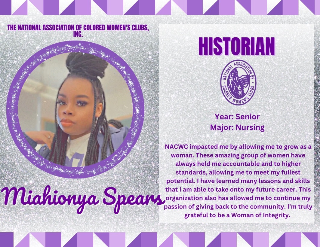 Meet W.O.I’s new Historian, Miahionya Spears💟