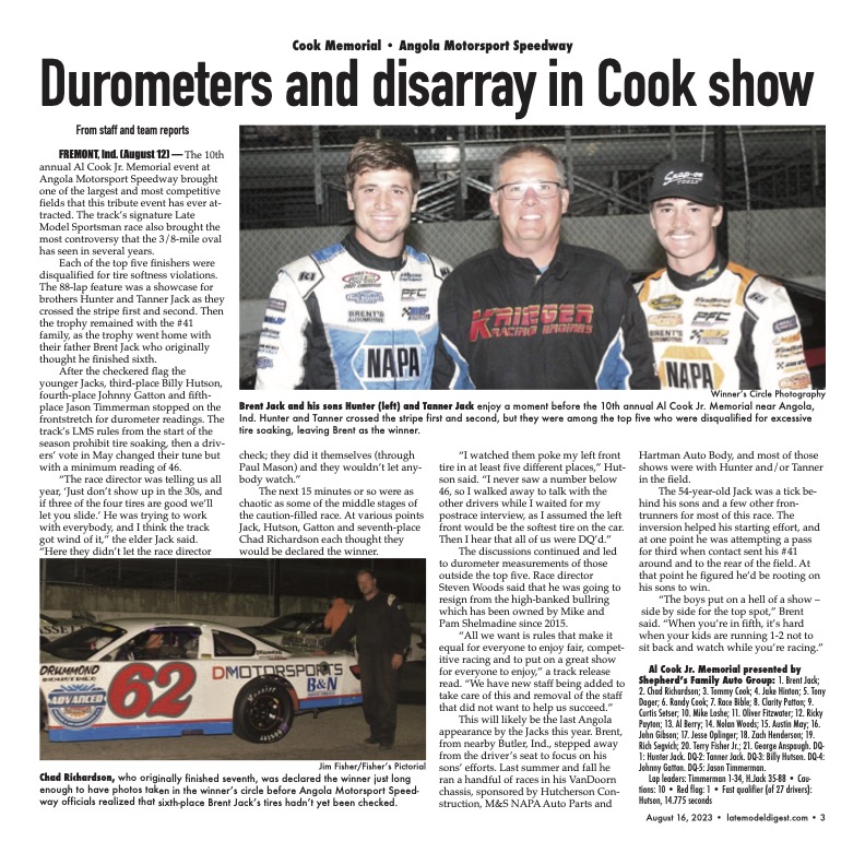 JimCarsonLMD's tweet image. First four pages of #LateModelDigest Wednesday Winners @EvanShotko22 @jtownspeedway @AngolaSpeedway @hunterjackracer @tjracing_41 @EddieMac71 @ShadyBowl @aaron_creed