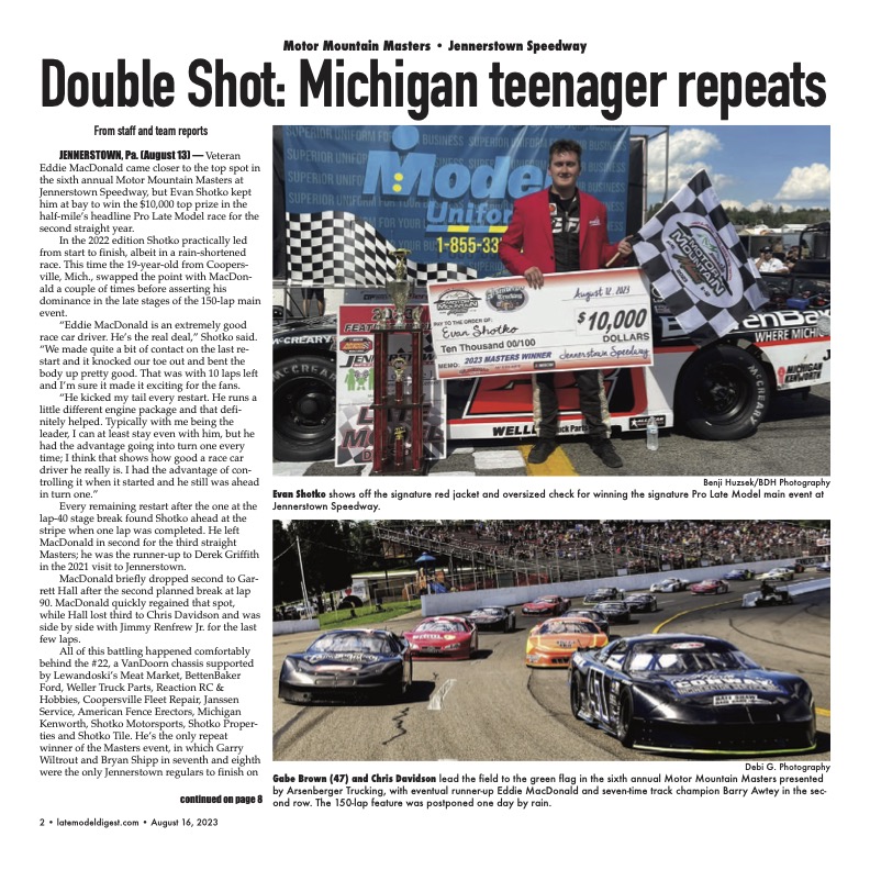 JimCarsonLMD's tweet image. First four pages of #LateModelDigest Wednesday Winners @EvanShotko22 @jtownspeedway @AngolaSpeedway @hunterjackracer @tjracing_41 @EddieMac71 @ShadyBowl @aaron_creed
