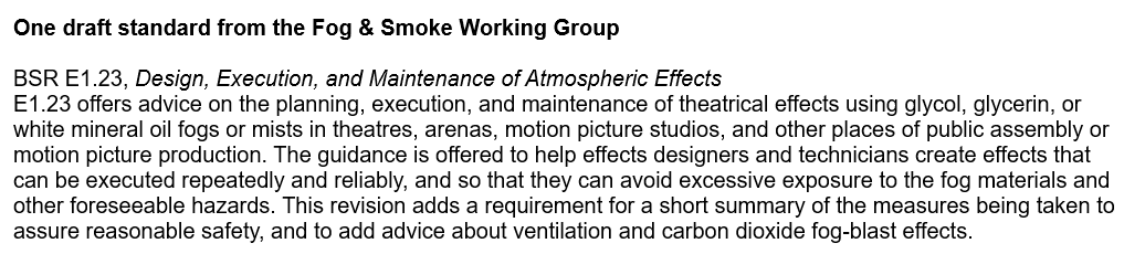 ESTA_Standards's tweet photo. Another standard in public review! This one is from Fog &amp; Smoke Working Group. 
Review it here: https://t.co/I7t1wnbUQb
Deadline: September 26, 2023 https://t.co/bxaXc4BlcL
