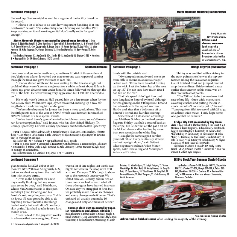 JimCarsonLMD's tweet image. Pages 5-8 of #LateModelDigest Wednesday Winners @aaron_creed @SutherlandAuto @ProStockTour @sswracing @dylanblenkhorn @LSommerville23 @SNM_Park @connorhallweb @chaserob_3 @BGSRacing