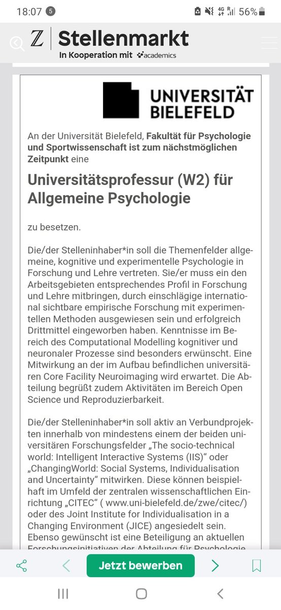 🔥We are looking for 2 new colleagues <a href="/unibielefeld/">Bielefeld University</a> (1) W3 professorship for Differential Psychology, Personality Psychology and Psychological diagnostics &amp; (2) W2 for General Pschology! Come join us!!!