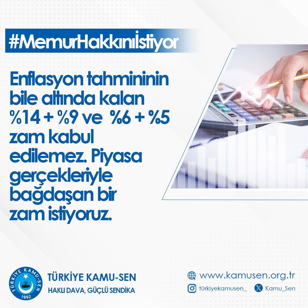 Hedeflenen %33’lük enflasyon oranının dahi altındaki teklif, insaf ölçüleriyle bağdaşmaz!

Çok şey değil,
#MemurHakkınıİstiyor