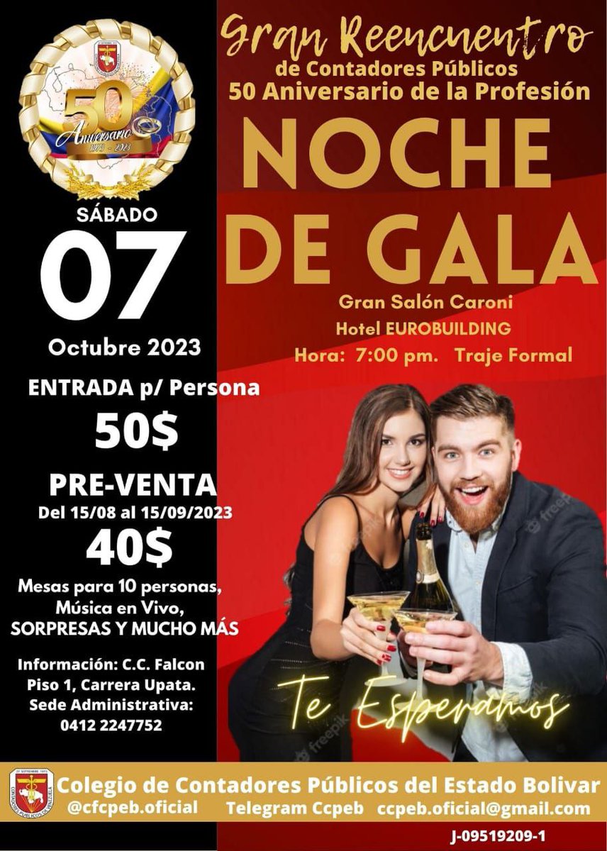 Amigo empresario, en los 50 años del Contador Público Colegiado, reconoce la labor de tu Contador y regalale una Noche de Gala, pagando la entrada de Aniversario.