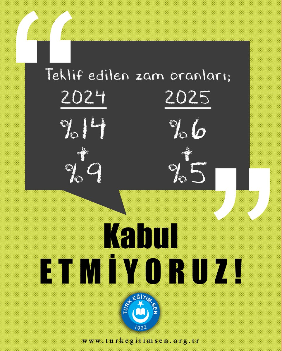 zeybekd's tweet photo. Teklif edilen zam oranları 2024 – 2025 yıllarında tahmin edilen oranlardan daha düşük! KABUL ETMİYORUZ…
#MemurHakkınıİstiyor https://t.co/k84s8NnNOD