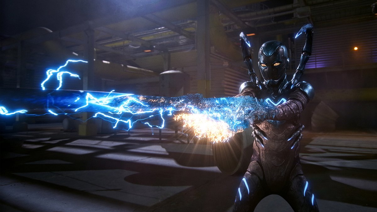 IGN's tweet photo. Blue Beetle is a superhero movie with an authentic family dynamic at its heart (and an alien scarab in its spine). Our review: https://t.co/m4jHXogkeS https://t.co/fixw5XOKoI