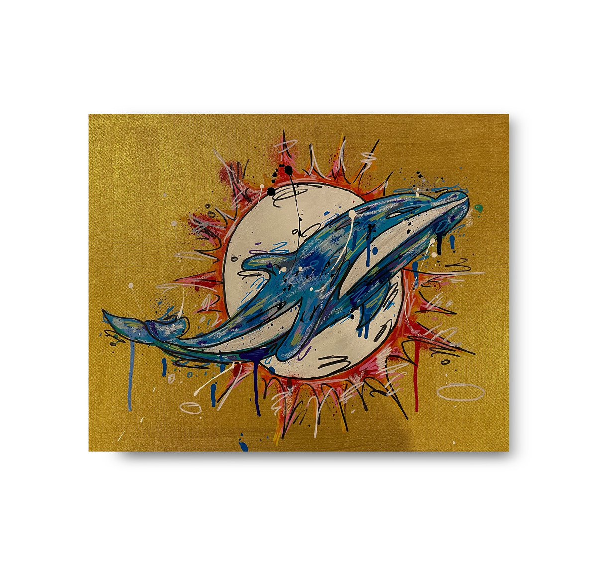 seekismart's tweet photo. @MiamiDolphins painting  available on https://t.co/2SuE0VYIwb https://t.co/iLYAUoRPzk