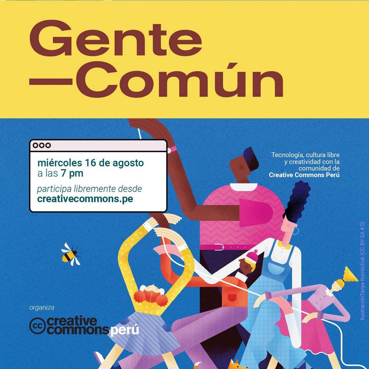 ccommons_pe's tweet photo. HOY 7:00 pm | Juntada de #GenteComun 🇵🇪
Ven a conversar un rato con Creative Commons Peru 
Inscríbete aquí: https://t.co/kNtbvsKcj5 https://t.co/OkNNsGj9yX
