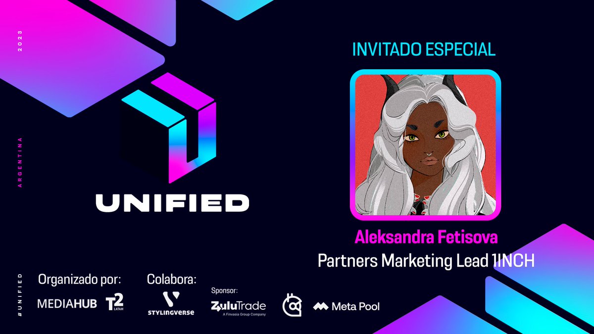 😎Invitados especiales del SideEvent #Unified

🔥Presentamos a Aleksandra Fetisova - Partners Marketing Lead de <a href="/1inch/">1inch</a> 

¡Bienvenida!🤩

¡Nos vemos a la noche!💪
