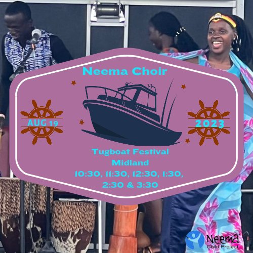 NeemaChild's tweet photo. Come #shop at our booth and watch our #performances every hour between 10:30-3:30 on #Saturday at the #Midland Tugboat #festival @MidlandON https://t.co/gHo5MzCxB9
