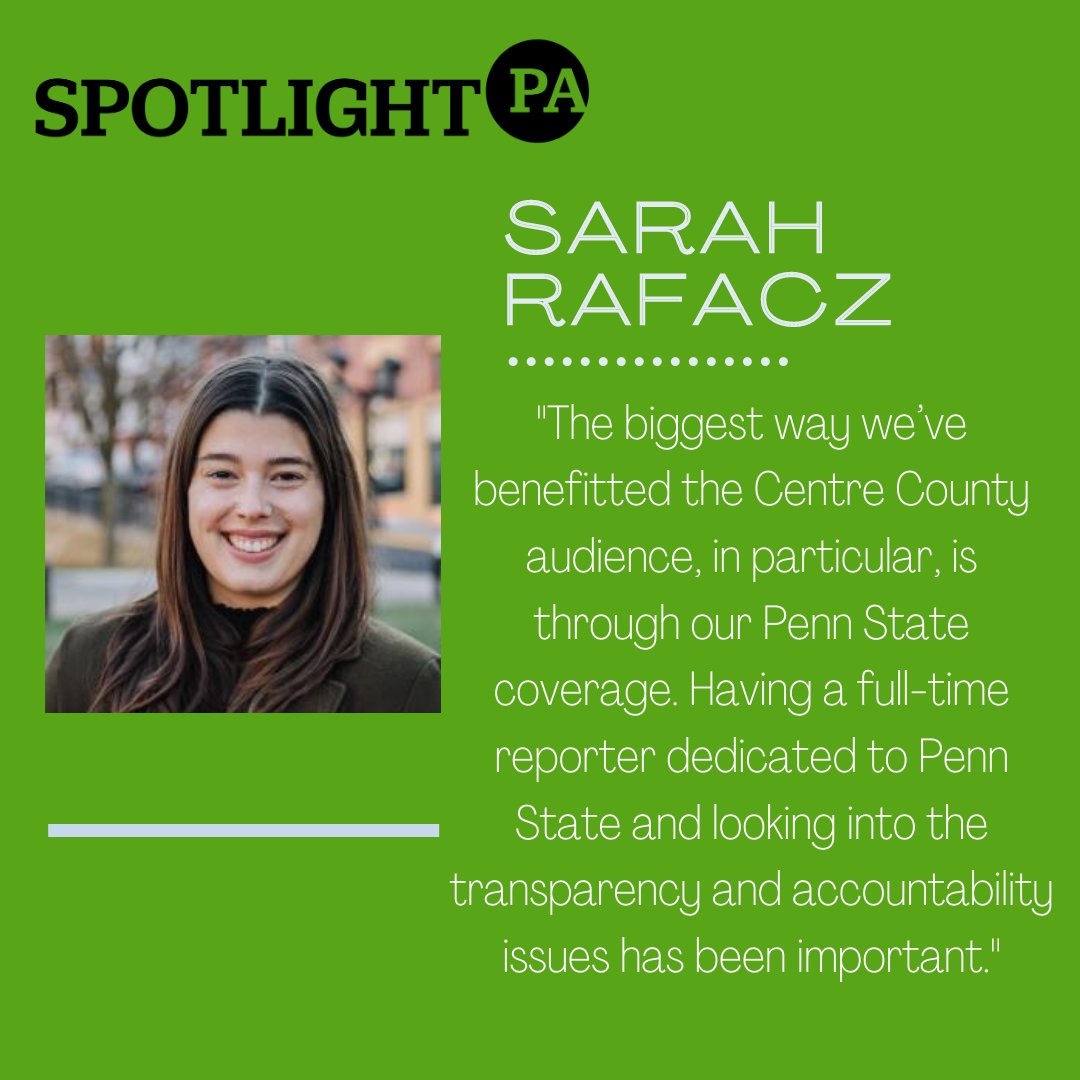 In our July blog, Sarah Rafacz, Editor of <a href="/SpotlightPA/">Spotlight PA</a>'s State College regional bureau, shared one of the largest ways that Spotlight PA serves the Centre County community. 

Read her quote and the rest of the blog here: centre-foundation.org/stories/shinin…