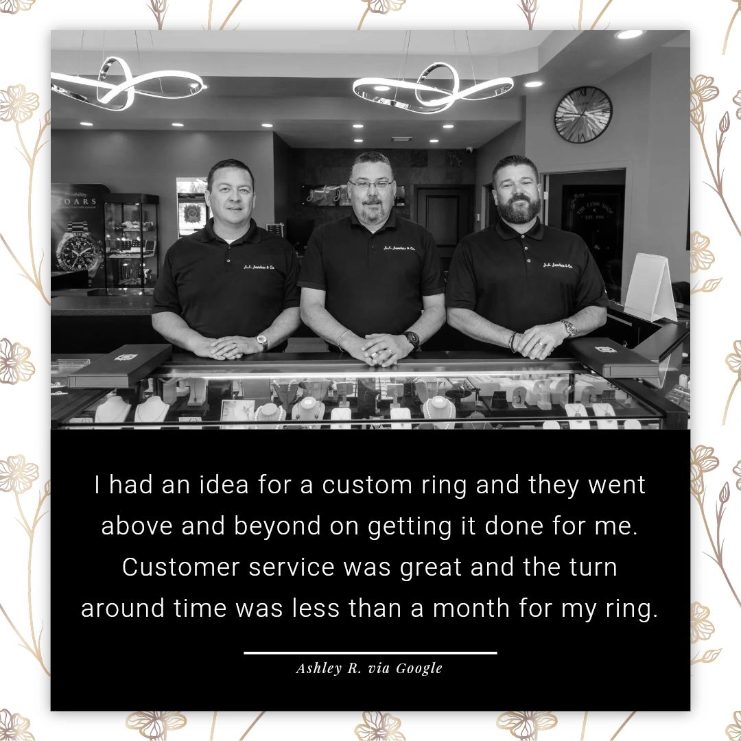 JAJewelersCo's tweet image. At J.A. Jewelers &amp;amp; Co., we understand the importance of speedy work and kind customer service. You can always count on us to go the extra mile to make your experience exceptional! #MsToMrs #EngagementRing #EngagementRingInspo #RingGoals