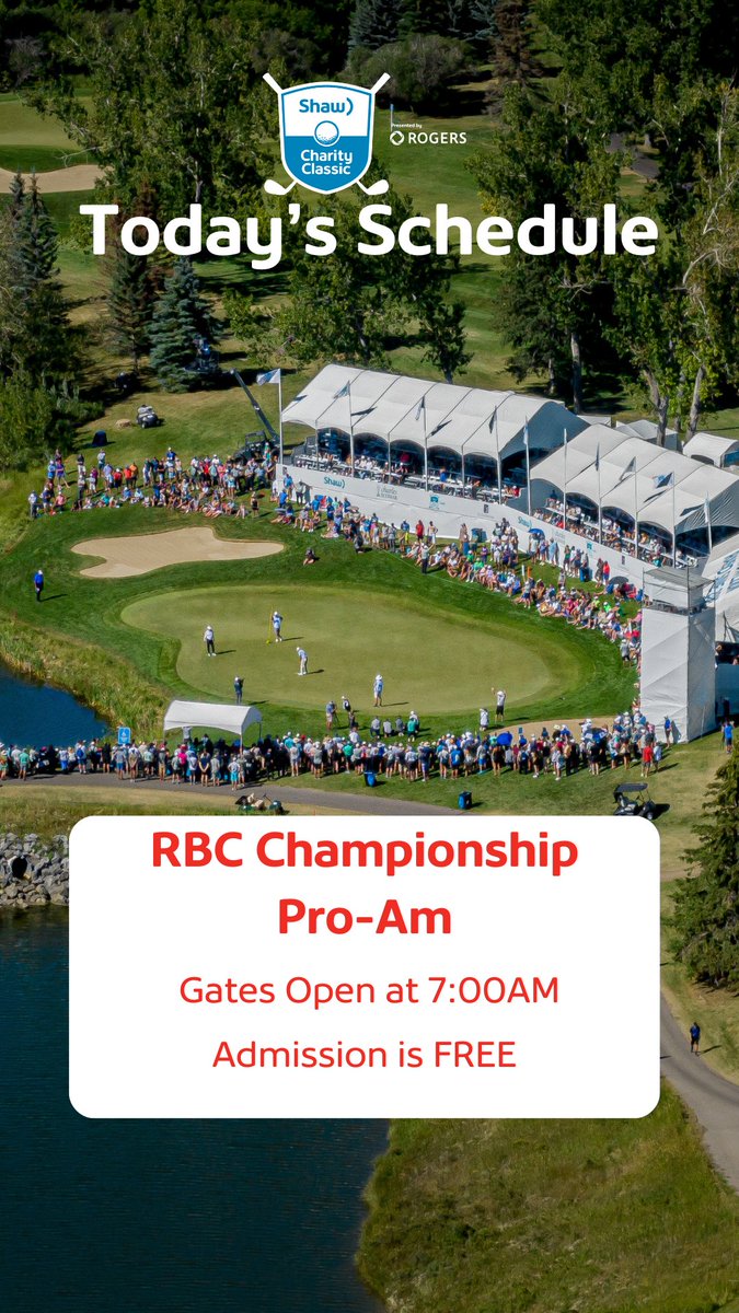 ShawClassic's tweet image. Good morning, #yyc! 

It's going to be another warm one, with a chance of scattered balls at @canyonmeadows as the @RBC Championship Pro-Am gets underway at the Shaw Charity Classic presented by @Rogers. 

#ShawClassic