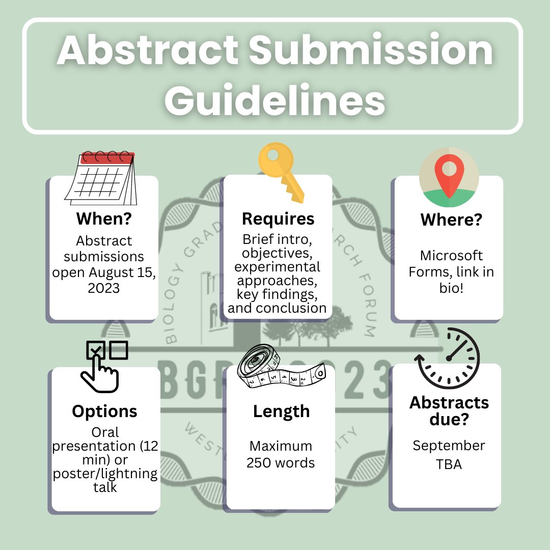 Call for abstracts! 🗣️ Abstract submission form is now available (link in bio) and here is what you need to know. More details are described in the form. If you have any questions, feel free to contact us through instagram, X, or our gmail (bgrfuwo@gmail.com)! #bgrf2023