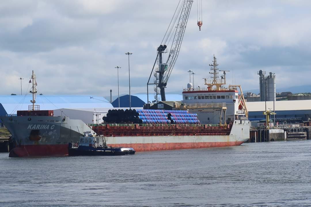 MV 'Karina C' settled on her berth waiting to start discharging her cargo. #photooftheday #cargohandling #workington #intermodalhub