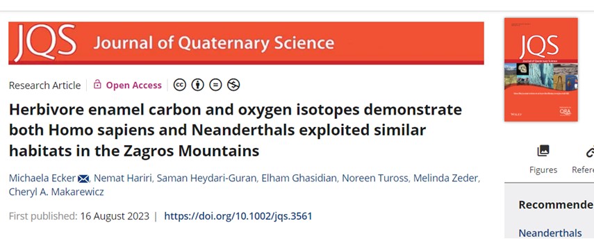 SamanHeydarGura's tweet photo. New publication for the Palaeolithic of Zagros Mountains in JQS #Shanidar cave and #BawaYawanRockshelter https://t.co/mQHgErdUIs…Herbivore enamel carbon and oxygen isotopes demonstrate both Homo sapiens and Neanderthals exploited similar habitats in the Zagros Mountains https://t.co/2xxSBKz2Uc