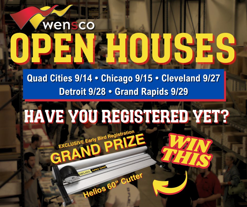 Wensco_Sign's tweet image. Not registered? What are you waiting for? Pre-Register now, be entered in the Exclusive Early Bird Registration Raffle for a Safety Speed Manufacturing Helios 60" Cutter.🎉

Register here: bit.ly/3qx7QYa

#signshoplife #signshop #wideformatprinting #largeformatprinting