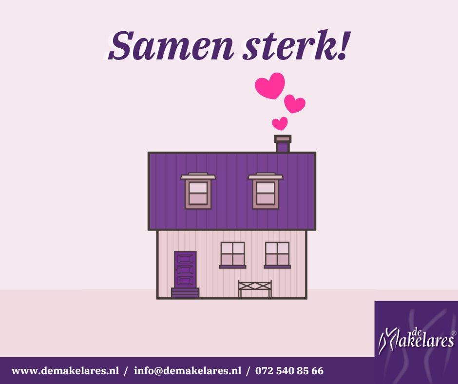 Laat ons alle zorgen uit handen nemen!
Ons fantastische team helpt u hier graag bij! Van ontruimen tot meubileren en van energielabel tot de beste verkooptactiek. Wij staan u persoonlijk bij!

Lees onze nieuwe blogpost!
demakelares.nl/samen_sterk/