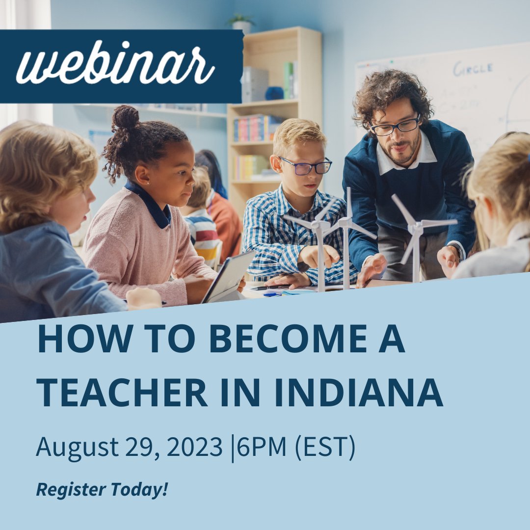 iteachUS's tweet photo. We are hosting an informational webinar for all Indiana candidates and those interested in applying to our program.

Join Nyeisha James, Indiana Program Director, to discuss accreditation, applying, program costs and requirements.

Register here: https://t.co/cwiQ1vnVEH https://t.co/qqX4qwg4Oj